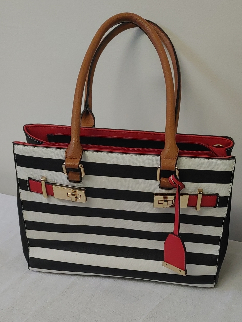 Cleo l Striped Black & White Tote
